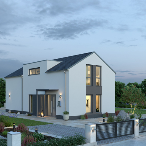 Aktionshaus EFH 122 von Ytong Bausatzhaus: Außenansicht Eingangsbereich © Ytong Bausatzhaus GmbH