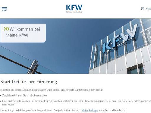 Screenshot KfW-Kundenportal © KfW / Screenshot KfW-Kundenportal