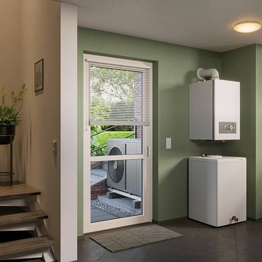 Terrasseneingang mit Hybridheizung: Umrüst-Set Kit-65 mit Ggasheizung BLW Eco.1 und Wärmepumpe WGB von Brötje © August Brötje GmbH