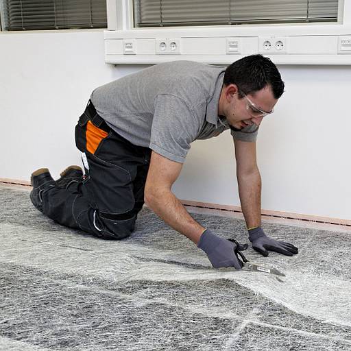 Zuschnitt der Armiermatte für Fußboden-Sanierung © PCI Augsburg GmbH Zuschnitt der Armiermatte für Fußboden-Sanierung © PCI Augsburg GmbH