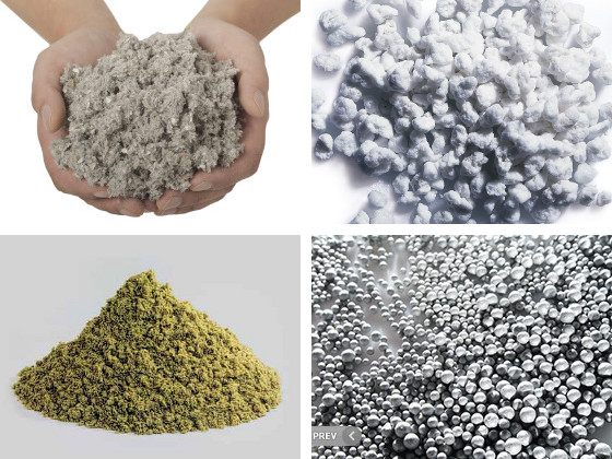 Dämmstoffe für die Einblasdämmung © Isofloc / Knauf Aquapanel / Rockwool / Isover